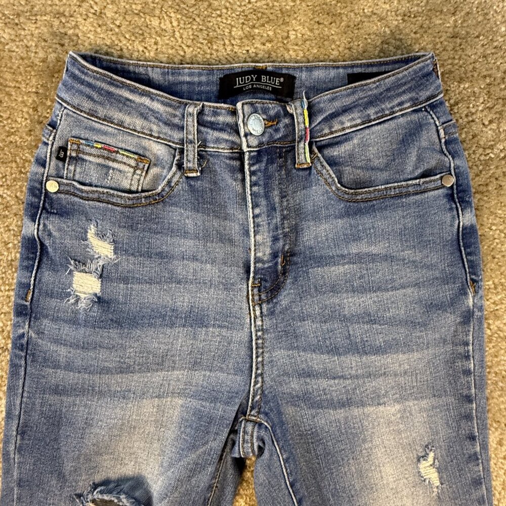 Judy Blue Skinny Fit Jeans Womens Size 0/24 High Rise Denim Blue Ankle F680 - Picture 2 of 16